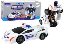 LEAN Toys Samochód-Robot Policja Biały 2w1 Transformacja