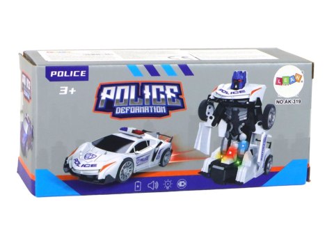 LEAN Toys Samochód-Robot Policja Biały 2w1 Transformacja LEAN Toys Samochód-Robot Policja Biały 2w1 Transformacja