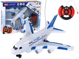 LEAN Toys Samolot RC Zdalnie Sterowany Biały Aerobus Pilot Światła Dźwięki