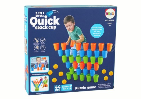 LEAN Toys Układanka Kubeczki Gra 3 w 1 44 Elementy LEAN Toys Układanka Kubeczki Gra 3 w 1 44 Elementy