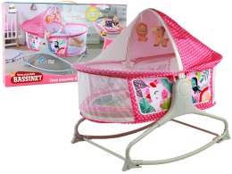 LEAN Toys Wielofunkcyjne Łóżeczko Bujaczek 2w1 Mata Dziecięca Dźwięki Wibracje Różowa