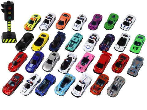 LEAN Toys Zestaw Aluminiowych Resoraków W Pudełku 30 Sztuk Autka Sportowe Policyjne LEAN Toys Zestaw Aluminiowych Resoraków W Pudełku 30 Sztuk Autka Sportowe Policyjne