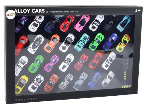 LEAN Toys Zestaw Aluminiowych Resoraków W Pudełku 30 Sztuk Autka Sportowe Policyjne LEAN Toys Zestaw Aluminiowych Resoraków W Pudełku 30 Sztuk Autka Sportowe Policyjne