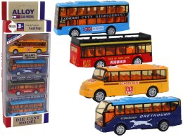 LEAN Toys Zestaw Kolorowych Autobusów System Frakcyjny 4 Elementy