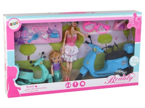 LEAN Toys Zestaw Lalka Z Dzieckiem Skutery Zestaw Akcesoria LEAN Toys Zestaw Lalka Z Dzieckiem Skutery Zestaw Akcesoria