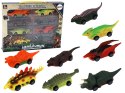 LEAN Toys Zestaw Resoraków Dinozaury Samochodziki Kolorowe 8 Sztuk