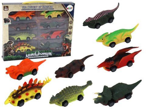 LEAN Toys Zestaw Resoraków Dinozaury Samochodziki Kolorowe 8 Sztuk LEAN Toys Zestaw Resoraków Dinozaury Samochodziki Kolorowe 8 Sztuk
