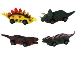 LEAN Toys Zestaw Resoraków Dinozaury Samochodziki Kolorowe 8 Sztuk
