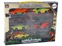 LEAN Toys Zestaw Resoraków Dinozaury Samochodziki Kolorowe 8 Sztuk