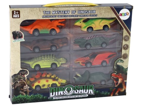 LEAN Toys Zestaw Resoraków Dinozaury Samochodziki Kolorowe 8 Sztuk LEAN Toys Zestaw Resoraków Dinozaury Samochodziki Kolorowe 8 Sztuk