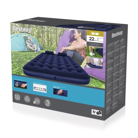 Bestway Dmuchany Materac, Pompka 203 x 152 x 22 cm Bestway 67374 Bestway Dmuchany Materac, Pompka 203 x 152 x 22 cm Bestway 67374