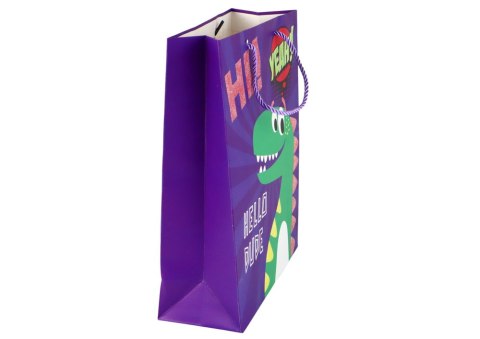 LEAN TOYS Papierowa Torba Prezentowa Fioletowa Dinozaur 32cm x 26cm x 10cm LEAN TOYS Papierowa Torba Prezentowa Fioletowa Dinozaur 32cm x 26cm x 10cm