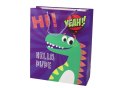 LEAN TOYS Papierowa Torba Prezentowa Fioletowa Dinozaur 41,5cm x 30cm x 12cm