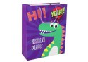 LEAN TOYS Papierowa Torba Prezentowa Fioletowa Dinozaur 41,5cm x 30cm x 12cm