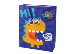LEAN TOYS Papierowa Torba Prezentowa Niebieska Dinozaur 32cm x 26cm x 10cm