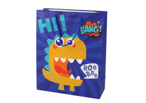 LEAN TOYS Papierowa Torba Prezentowa Niebieska Dinozaur 32cm x 26cm x 10cm LEAN TOYS Papierowa Torba Prezentowa Niebieska Dinozaur 32cm x 26cm x 10cm