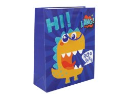 LEAN TOYS Papierowa Torba Prezentowa Niebieska Dinozaur 32cm x 26cm x 10cm