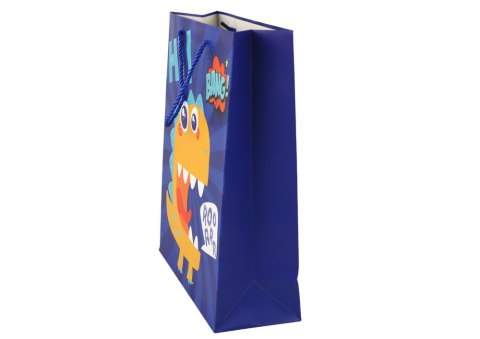 LEAN TOYS Papierowa Torba Prezentowa Niebieska Dinozaur 32cm x 26cm x 10cm LEAN TOYS Papierowa Torba Prezentowa Niebieska Dinozaur 32cm x 26cm x 10cm