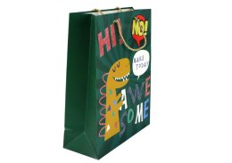 LEAN TOYS Papierowa Torba Prezentowa Zielona Dinozaur 32cm x 26cm x 10cm