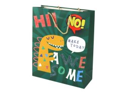 LEAN TOYS Papierowa Torba Prezentowa Zielona Dinozaur 41,5cm x 30cm x 12cm