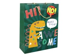 LEAN TOYS Papierowa Torba Prezentowa Zielona Dinozaur 41,5cm x 30cm x 12cm