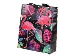 LEAN TOYS Torba Prezentowa Flamingi Czarna 30,5cm x 24,5cm x 10cm