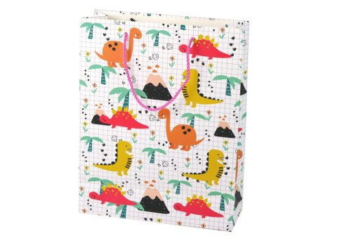 LEAN TOYS Torba Prezentowa W Kratkę Kolorowa Dinozaury 32 cm x 26 cm x 10 cm LEAN TOYS Torba Prezentowa W Kratkę Kolorowa Dinozaury 32 cm x 26 cm x 10 cm