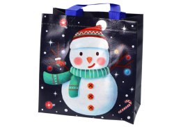 LEAN TOYS Torba Prezentowa w Ciemnym Kolorze Motyw Bałwana 23cm x 21,5cm x 11cm