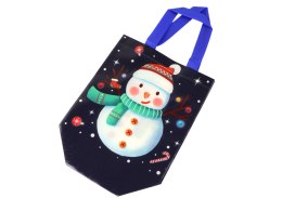 LEAN TOYS Torba Prezentowa w Ciemnym Kolorze Motyw Bałwana 23cm x 21,5cm x 11cm