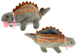 LEAN Toys Pluszowy Dinozaur Piórnik Schowek Zawieszka Szary