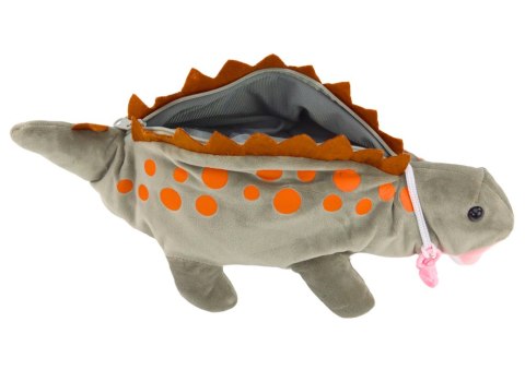 LEAN Toys Pluszowy Dinozaur Piórnik Schowek Zawieszka Szary LEAN Toys Pluszowy Dinozaur Piórnik Schowek Zawieszka Szary