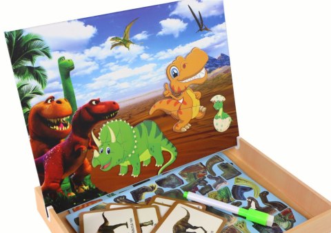 LEAN Toys Zestaw Edukacyjnych Puzzli Magnetycznych z Dinozaurami LEAN Toys Zestaw Edukacyjnych Puzzli Magnetycznych z Dinozaurami