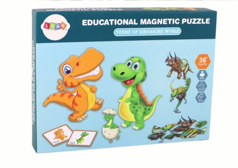 LEAN Toys Zestaw Edukacyjnych Puzzli Magnetycznych z Dinozaurami LEAN Toys Zestaw Edukacyjnych Puzzli Magnetycznych z Dinozaurami