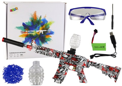 LEAN Toys Elektryczny Karabin Na Kulki Wodne Okulary Czerwone Grafiti LEAN Toys Elektryczny Karabin Na Kulki Wodne Okulary Czerwone Grafiti