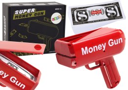 LEAN Toys Pistolet Na Pieniądze Strzelający Czerwony Wyrzutnia Money Gun Banknoty