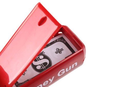 LEAN Toys Pistolet Na Pieniądze Strzelający Czerwony Wyrzutnia Money Gun Banknoty LEAN Toys Pistolet Na Pieniądze Strzelający Czerwony Wyrzutnia Money Gun Banknoty