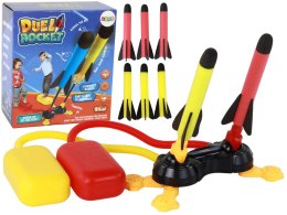 LEAN Toys Wyrzutnia Rakiet Piankowych Pompka Żółta Czerwona 6 Sztuk