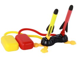 LEAN Toys Wyrzutnia Rakiet Piankowych Pompka Żółta Czerwona 6 Sztuk