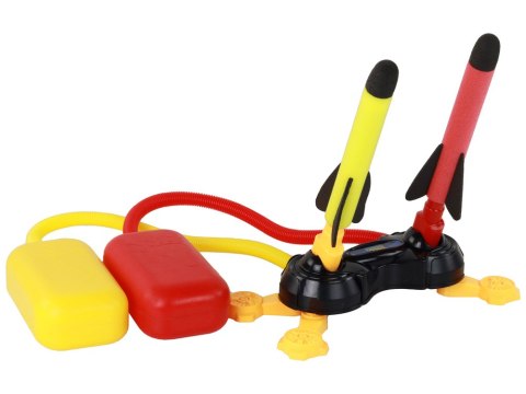 LEAN Toys Wyrzutnia Rakiet Piankowych Pompka Żółta Czerwona 6 Sztuk LEAN Toys Wyrzutnia Rakiet Piankowych Pompka Żółta Czerwona 6 Sztuk