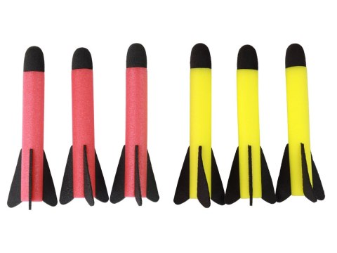 LEAN Toys Wyrzutnia Rakiet Piankowych Pompka Żółta Czerwona 6 Sztuk LEAN Toys Wyrzutnia Rakiet Piankowych Pompka Żółta Czerwona 6 Sztuk