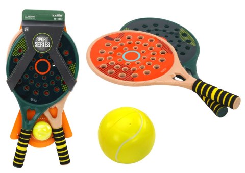 LEAN Toys Zestaw 2 Rakietek Dla Dzieci Do Gry Padel Zielona Beżowa Piłka PU Żółta LEAN Toys Zestaw 2 Rakietek Dla Dzieci Do Gry Padel Zielona Beżowa Piłka PU Żółta