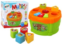 LEAN Toys Bębenek Interaktywny Edukacyjny Kształty Zielono- Pomarańczowy