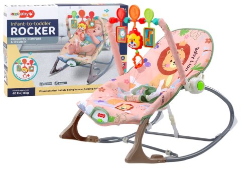 LEAN Toys Bujaczek Krzesełko Leżaczek Dla Niemowlaka Wibracja Dźwięk Bujak Różowy Lew LEAN Toys Bujaczek Krzesełko Leżaczek Dla Niemowlaka Wibracja Dźwięk Bujak Różowy Lew