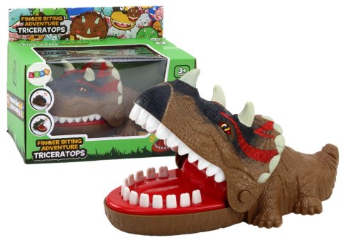 LEAN Toys Gra Zręcznościowa Gryzący Dinozaur Triceratops Brązowy Światła Dźwięki LEAN Toys Gra Zręcznościowa Gryzący Dinozaur Triceratops Brązowy Światła Dźwięki