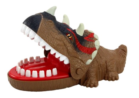 LEAN Toys Gra Zręcznościowa Gryzący Dinozaur Triceratops Brązowy Światła Dźwięki LEAN Toys Gra Zręcznościowa Gryzący Dinozaur Triceratops Brązowy Światła Dźwięki