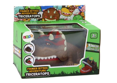 LEAN Toys Gra Zręcznościowa Gryzący Dinozaur Triceratops Brązowy Światła Dźwięki LEAN Toys Gra Zręcznościowa Gryzący Dinozaur Triceratops Brązowy Światła Dźwięki
