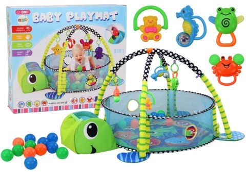 LEAN Toys Mata Leżanka Dla Niemowlaka Basenik Kulki 3w1 Żółw LEAN Toys Mata Leżanka Dla Niemowlaka Basenik Kulki 3w1 Żółw