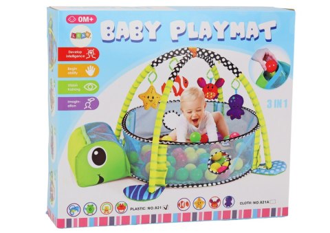 LEAN Toys Mata Leżanka Dla Niemowlaka Basenik Kulki 3w1 Żółw LEAN Toys Mata Leżanka Dla Niemowlaka Basenik Kulki 3w1 Żółw