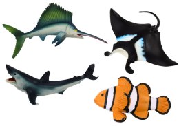 LEAN Toys Zestaw Figurek Zwierząt Morskich Rekin Delfin Płaszczka 5 Sztuk