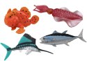 LEAN Toys Zestaw Figurek Zwierzęta Morskie Ocean Ryby Kałamarnica 4 Sztuki